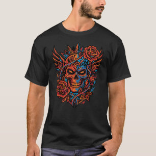 T-shirt Chemise Rébellion et Résilience Crâne Fleur Graphi
