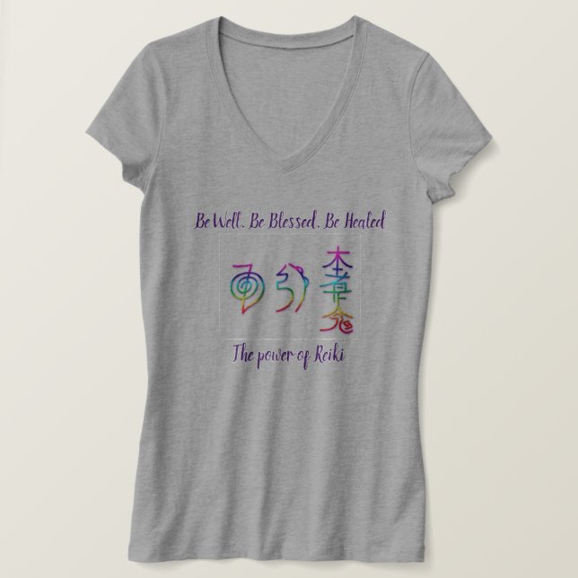 T-shirt Chemise Reiki, Soyez Béni, Sois Bien, Sois Guéri (Design devant)