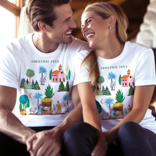 T-shirt Chemise religieuse de Noël représentant une scène 