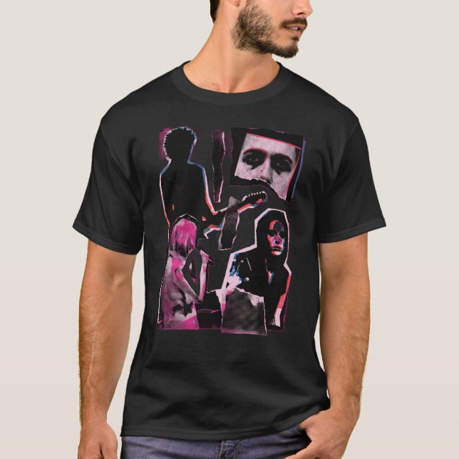 T-shirt Chemise Reste Fort – Graphique de Collage Punk Roc (Devant)