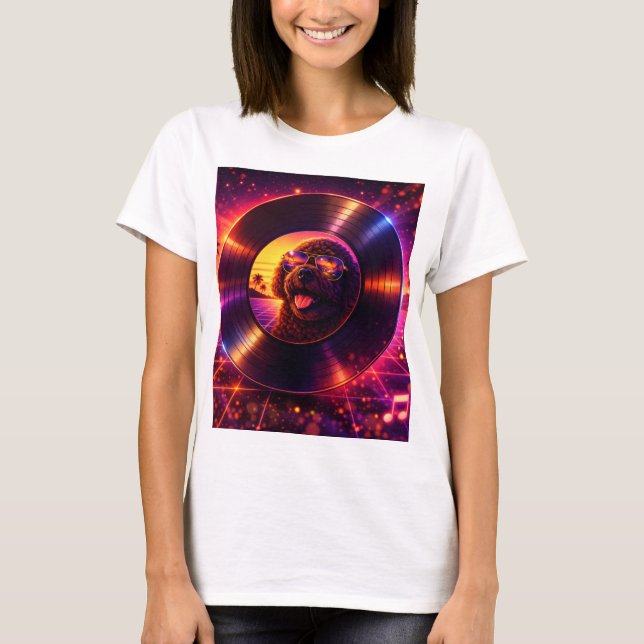 T-shirt Chemise Rétro Cockapoo Disque Vinyle Musique 80s (Devant)