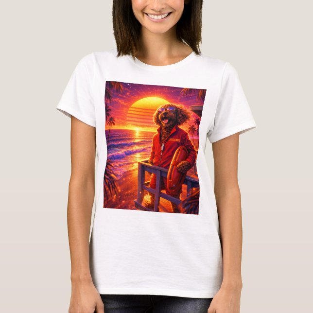 T-shirt Chemise Rétro Cockapoo Sauveteur (Devant)
