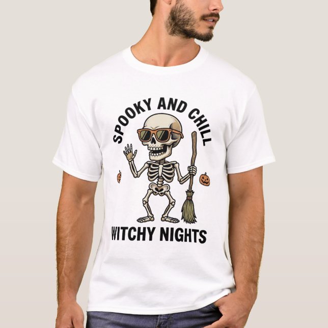 T-shirt Chemise rétro de balai de sorcière avec gravure de (Devant)