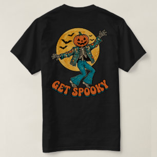 T-shirt Chemise Rétro Groovy Danse Squelette Citrouille Ar