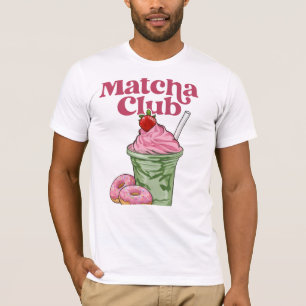 T-shirt Chemise Rétro Matcha Club Esthétique - Mignon Vint