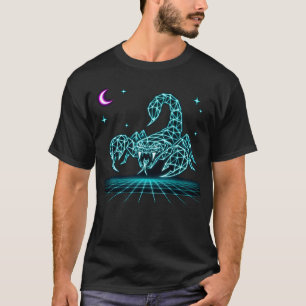 T-shirt Chemise Rétro Néon Scorpion Synthwave – Piqûre Éle