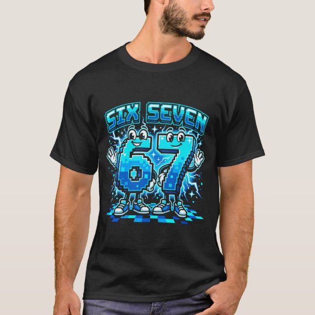 T-shirt Chemise Retro Pixel Art Numéro 67 - Graphisme de j (Devant)