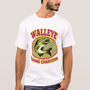 T-shirt Chemise Rétro Walleye Fishing Charters pour Hommes