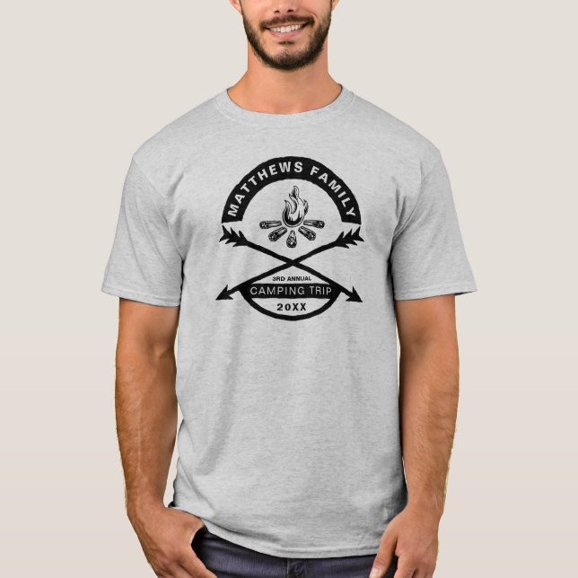 T-shirt Chemise Réunion Voyage Camping | Design foncé (Devant)