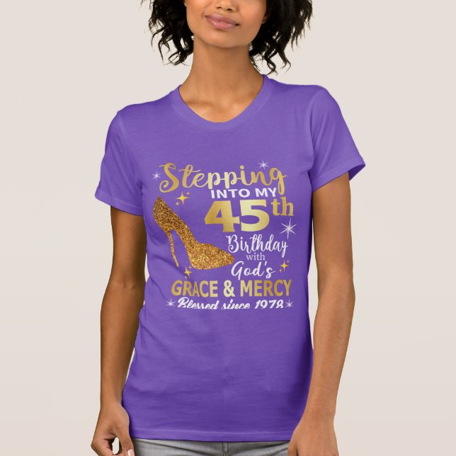 T-shirt Chemise Rhinestone Anniversaire | 45 Anniversaire (Devant)