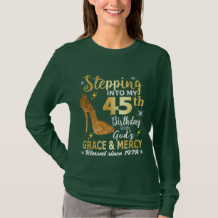 T-shirt Chemise Rhinestone Anniversaire 45 Anniversaire