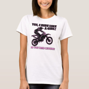 T-shirt Chemise Ride Like A Girl Moto Cross Dirt Bike