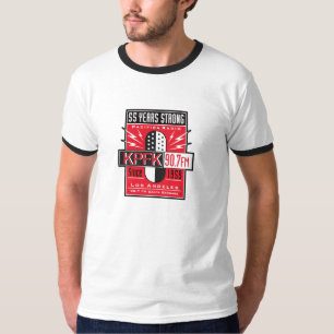 T-shirt Chemise Ringer du 55e anniversaire de KPFK