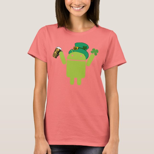T-shirt Chemise Ringer pour dames Android Leprechaun (Devant)