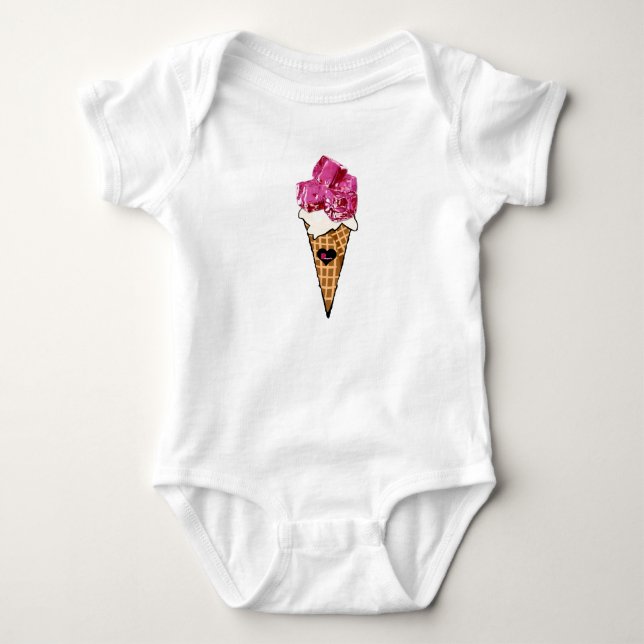 T-shirt Chemise rose de cornet de crème glacée (Devant)