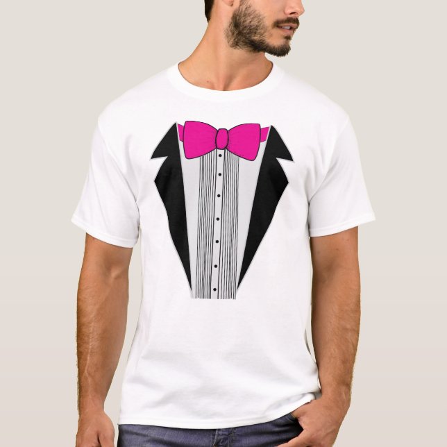 T-shirt Chemise rose de style de smoking (Devant)