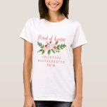 T-shirt Chemise rose d'honneur couleur d'aquarelle fleurie<br><div class="desc">Aquarelle rose floral Maid of honore mariage cadeau fiançailles t-shirt. Le cadeau parfait pour votre ami frère mère papa tante oncle fille fille fils neveu grand-père grand-père. Sur le texte de script tendance et les graphiques d'aquarelle modernes. Un maillot de bain parfait pour bachelorette/nuptiale, ou une façon réfléchie de devenir...</div>