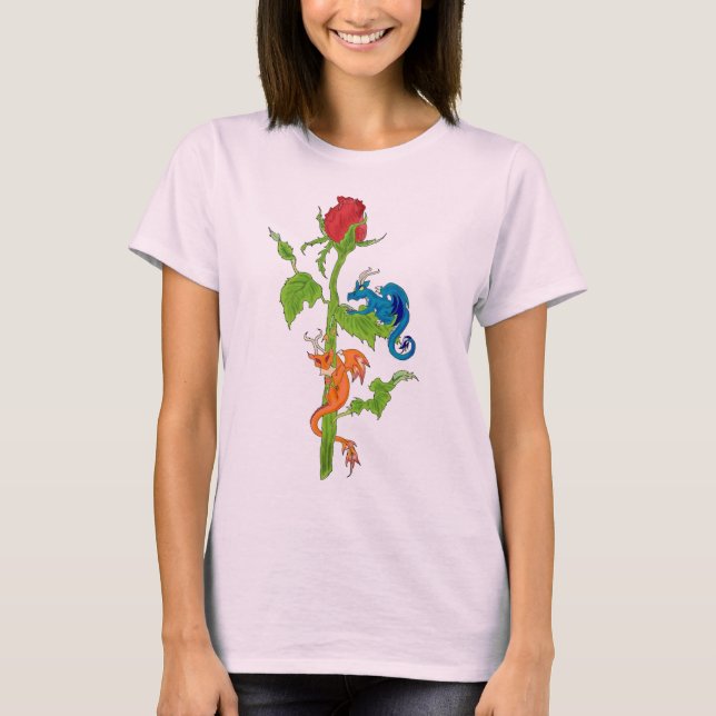 T-shirt Chemise Rose dragon pour dames (Devant)
