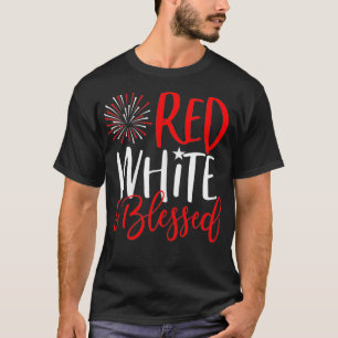 T-shirt Chemise Rouge Blanc Bienheureuse 4 juillet Patriot