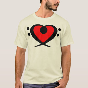 T-shirt Chemise rouge de coeur de clef basse