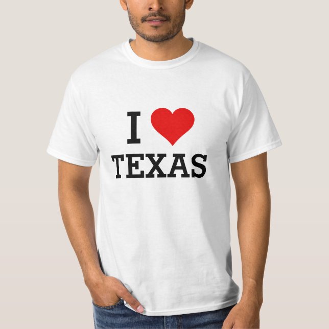 T-shirt Chemise rouge de coeur du Texas des textes d'amour (Devant)