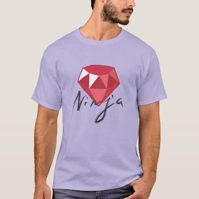 T-shirt Chemise rouge de geek de pierre gemme de Ninja (Devant)