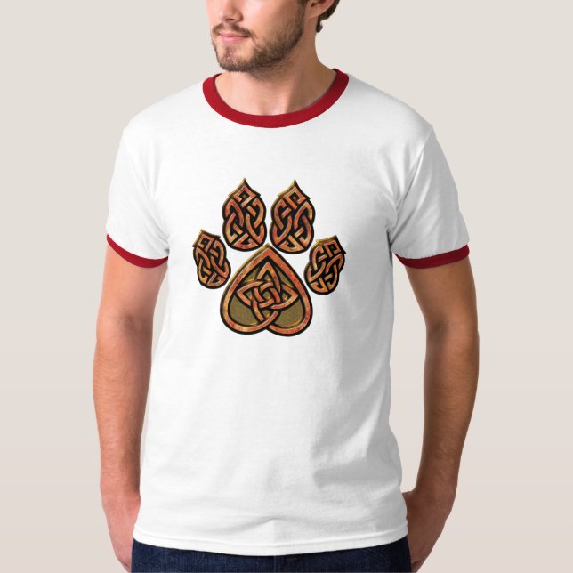 T-shirt Chemise rouge de Pawprint de Celtic (Devant)
