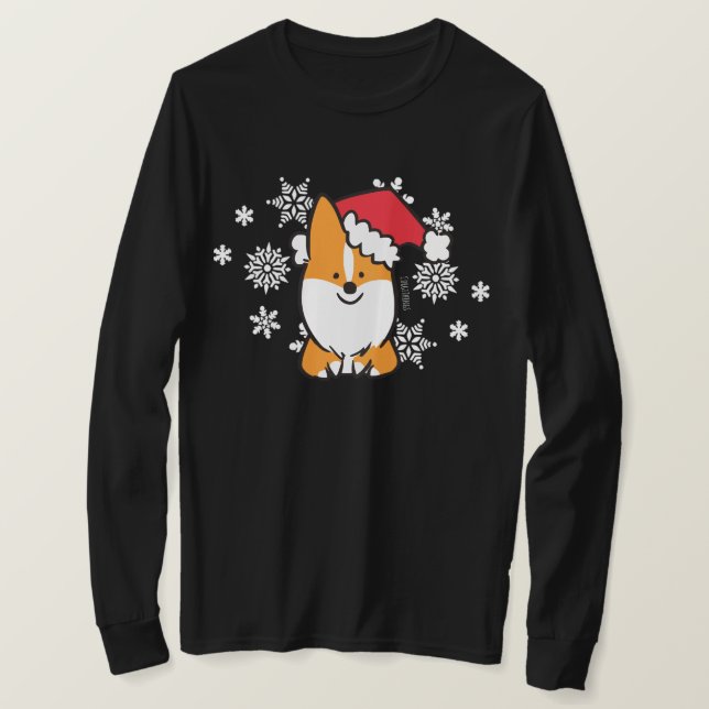 T-shirt Chemise rouge de Père Noël de corgi (Design devant)
