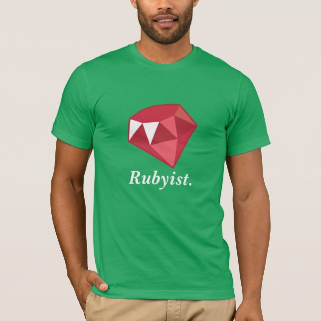 T-shirt Chemise rouge de vert de programmeur de Rubyist (Devant)