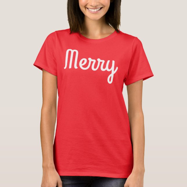 T-shirt Chemise rouge joyeuse simple moderne rétro minimal (Devant)