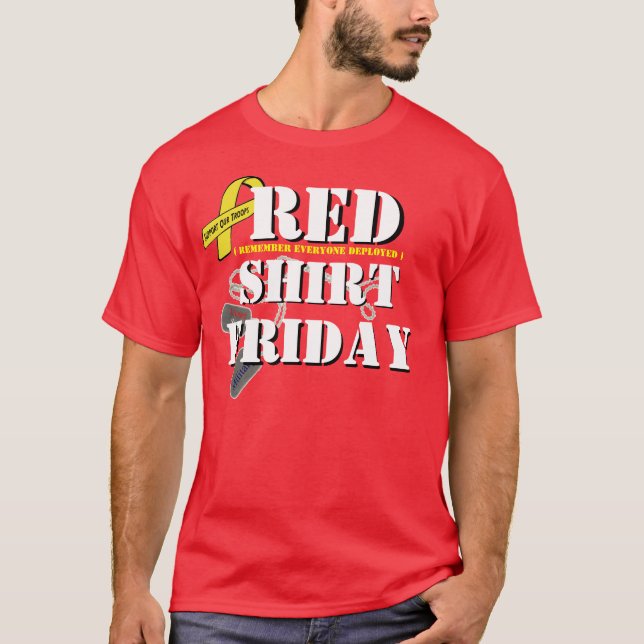 T-shirt Chemise rouge vendredi (Devant)