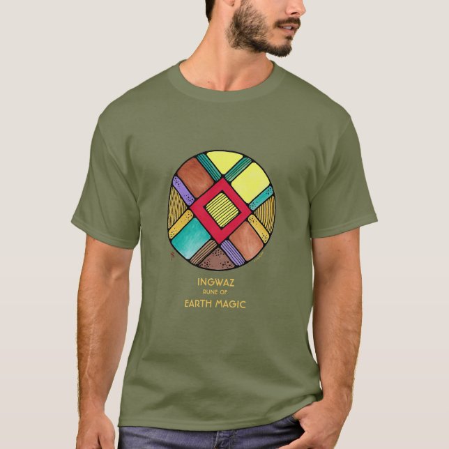 T-shirt Chemise Rune Art Nouveau Ingwaz - Earth Magic (Devant)