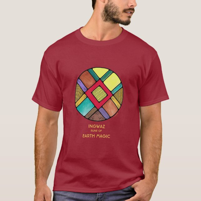 T-shirt Chemise Rune Art Nouveau Ingwaz - Earth Magic (Devant)