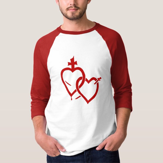 T-shirt Chemise sacrée et impeccable de coeurs (Devant)
