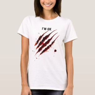 T-shirt Chemise sanglante Je suis OK Splatter sang déchiré