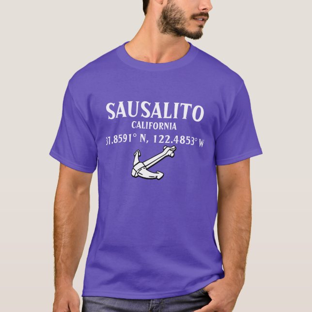 T-shirt Chemise Sausalito Latitude & Longitude avec Ancre (Devant)