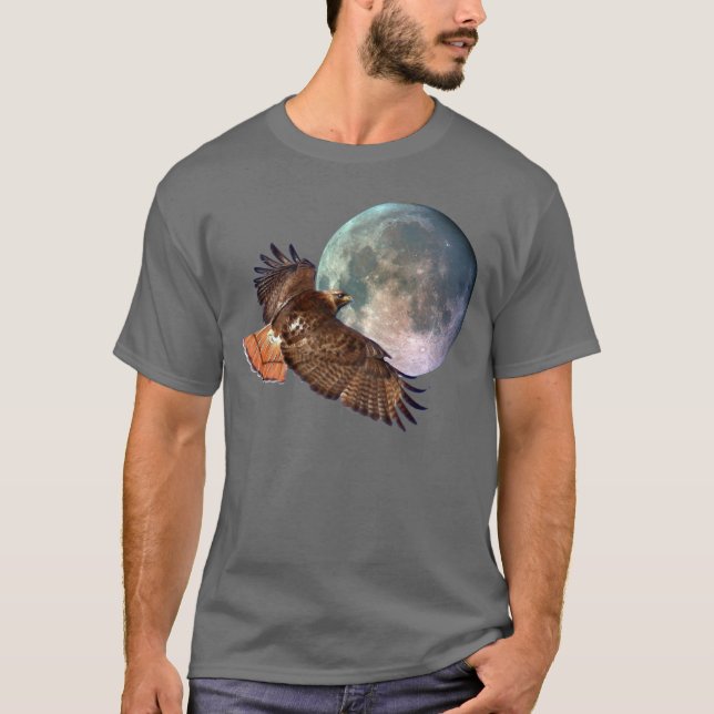 T-shirt Chemise sauvage Red Tail Hawk & Pleine lune (Devant)