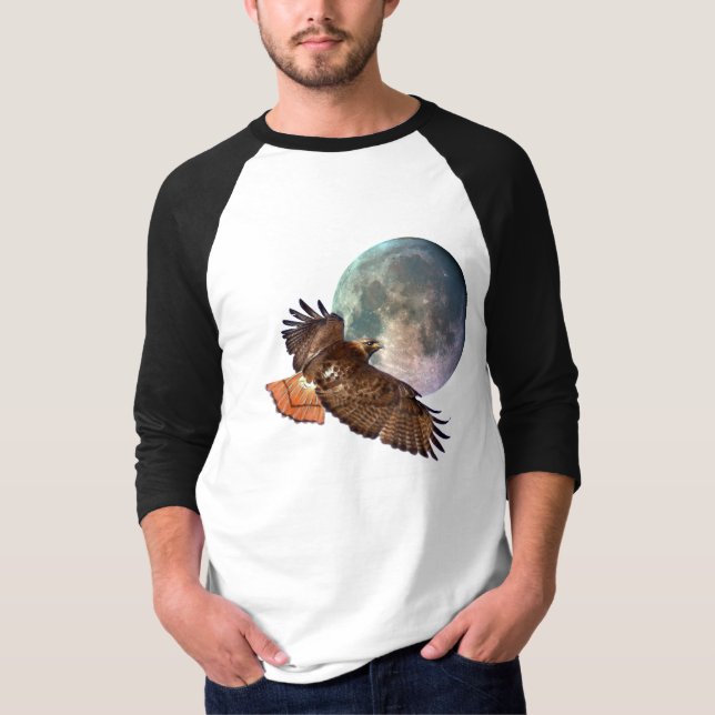 T-shirt Chemise sauvage Red Tail Hawk & Pleine lune (Devant)