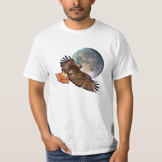 T-shirt Chemise sauvage Red Tail Hawk & Pleine lune (Devant)