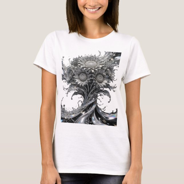 T-shirt Chemise Sharp Silver WATER FLOWERS Design (Devant)