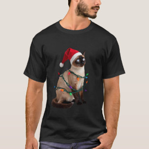 T-shirt Chemise Siamois Noël Lumières Xmas Chat Amoureux T