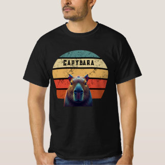 T-shirt Chemise Silhouette de Capybara au Coucher du Solei