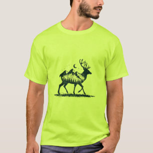 T-shirt Chemise silhouette de cerf nature ciel nocturne