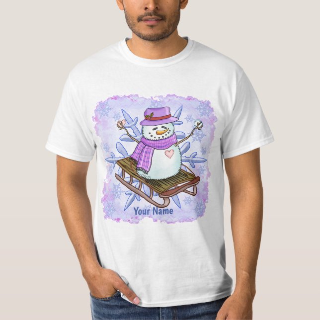 T-shirt Chemise Sled Snowman (Devant)