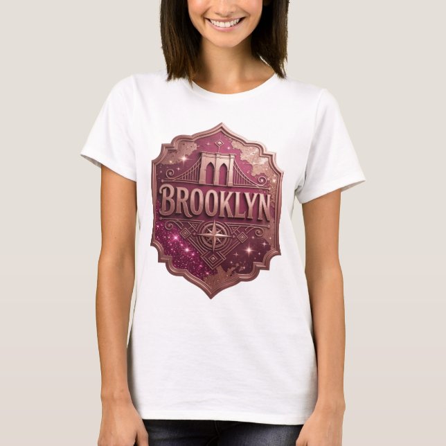 T-shirt Chemise slogan BROOKLYN Or Clair (Devant)
