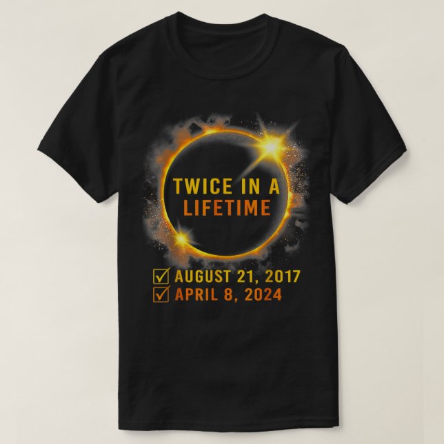 T-shirt Chemise solaire Eclipse deux fois à vie 2024 GIft  (Design devant)