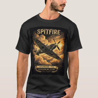 T-shirt Chemise Spitfire Avion de Chasse WWII