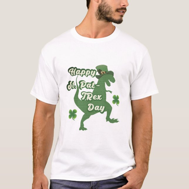 T-shirt Chemise st patrick T-Rex Lucky - Dinosaure Drôle T (Devant)