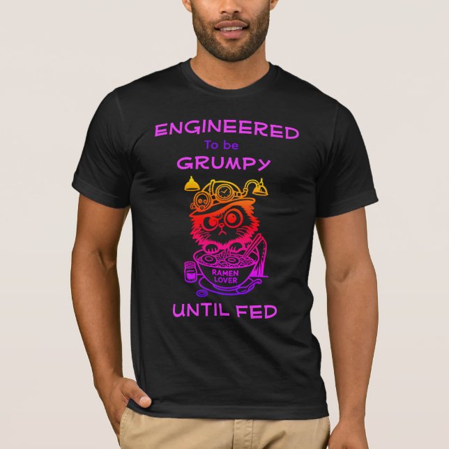 T-shirt Chemise Steampunk Chat Ramen (Devant)