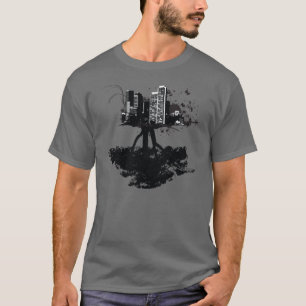 T-shirt Chemise stellaire de ville d'arbre d'encre